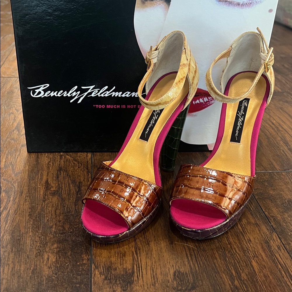 Beverly Feldman Brown and Pink Heels